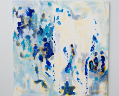 Dr. Klostermyer DDS dentist's office Ursula Klostermyer painting blue and yellow abstract